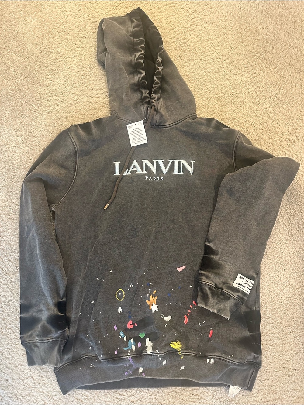 Lanvin Black Gallery Dept. Pullover Hoodie with Accent Hardware